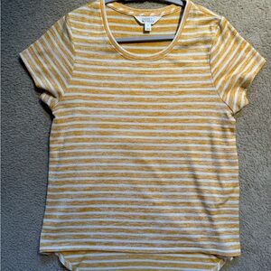 Market & Spruce Mustard Yellow and White Striped Short Sleeve Tee